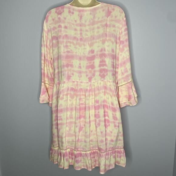 Julie‎ Brown NYC Cool Whip Rocky Pintuck V Neck Mini Dress Pink Coastal Relax L - Picture 4 of 16